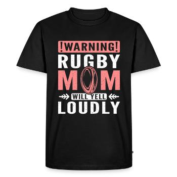 Rugby mom will yell loudly - Men's Premium Organic T-Shirt - black - Front - Nico (187cm)