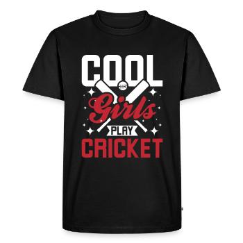 Cool girls play cricket - Men's Premium Organic T-Shirt - black - Front - Nico (187cm)