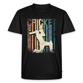 Retro Vintage Cricket - Men's Premium Organic T-Shirt - black - Front - Nico (187cm)