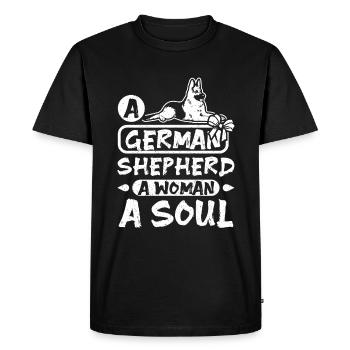 A german shepherd a woman a soul - Men's Premium Organic T-Shirt - black - Front - Nico (187cm)