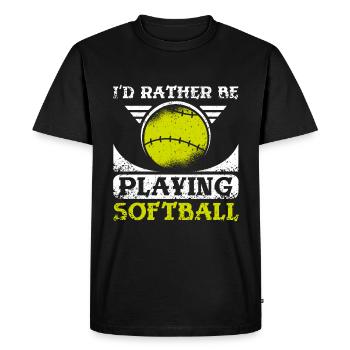 Je préfère jouer au softball - T-shirt Premium bio Homme - noir - Devant - Nico (187cm)