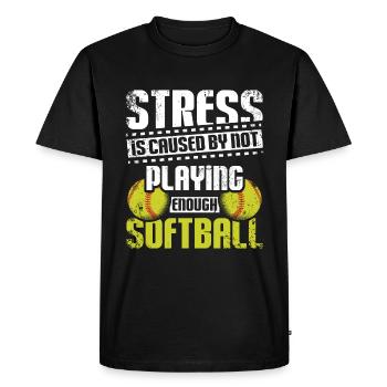 Le stress est causé par le fait de ne pas jouer assez au softball - T-shirt Premium bio Homme - noir - Devant - Nico (187cm)