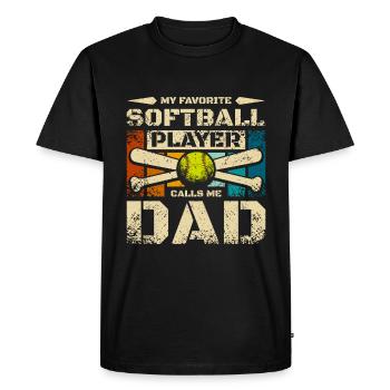 Mon joueur de softball préféré m’appelle papa - T-shirt Premium bio Homme - noir - Devant - Nico (187cm)