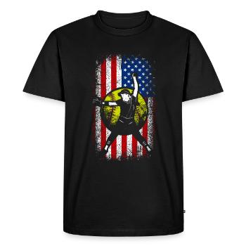 Drapeau américain américain patriotique softball 4 juillet - T-shirt Premium bio Homme - noir - Devant - Nico (187cm)