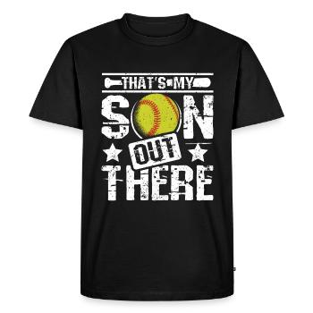 C’est mon fils là-bas softball - T-shirt Premium bio Homme - noir - Devant - Nico (187cm)