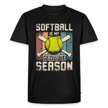 Le softball est ma saison préférée - T-shirt Premium bio Homme - noir - Devant - Nico (187cm)