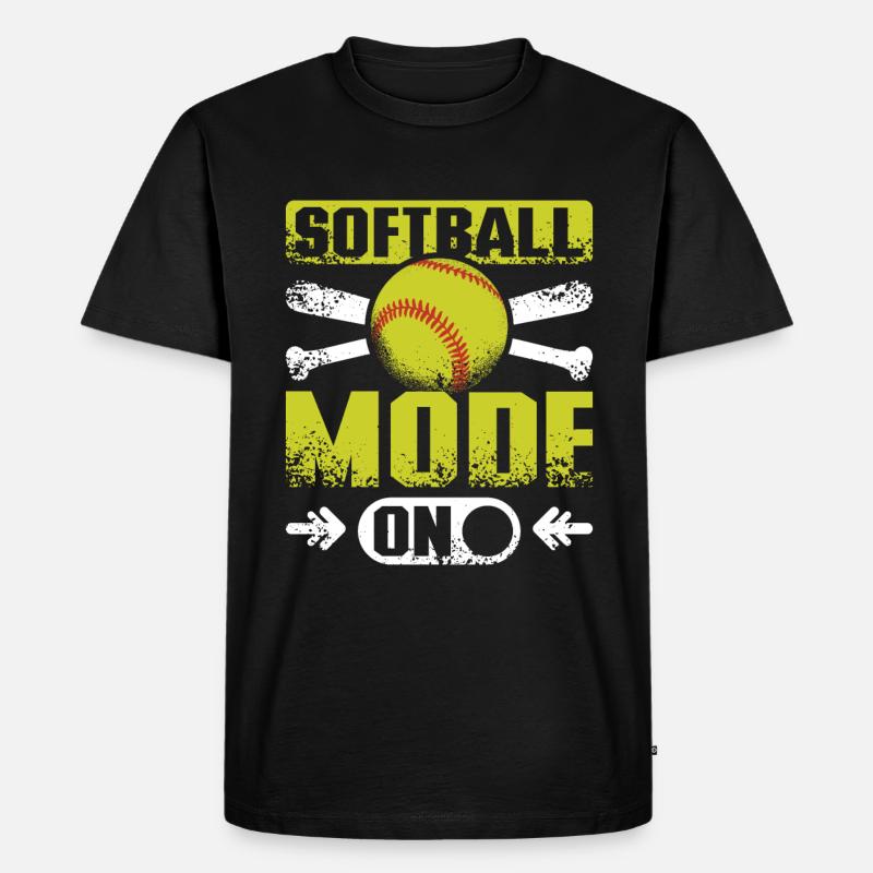Softball mode on - Männer Premium Bio T-Shirt - Schwarz