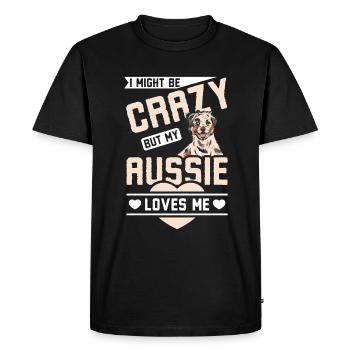 I might be crazy but my Aussie loves me - Men's Premium Organic T-Shirt - black - Front - Nico (187cm)