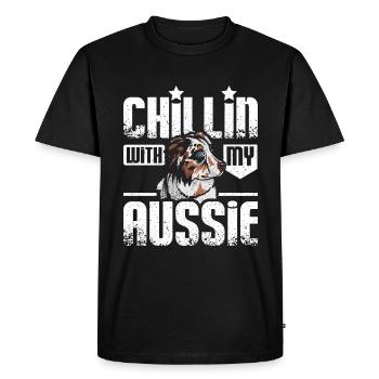 Chillin with my aussie - Men's Premium Organic T-Shirt - black - Front - Nico (187cm)