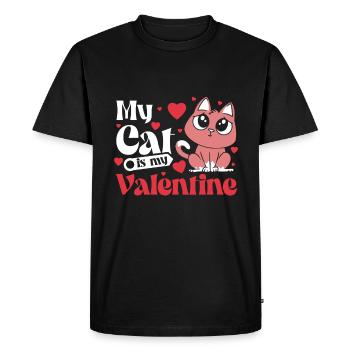 Mon chat est mon Valentin - T-shirt Premium bio Homme - noir - Devant - Nico (187cm)