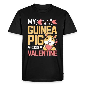 Mon mignon cochon d’Inde est mon valentin - T-shirt Premium bio Homme - noir - Devant - Nico (187cm)
