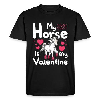 Mon cheval est mon Valentin - T-shirt Premium bio Homme - noir - Devant - Nico (187cm)