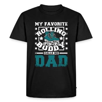 Mon patineur à roues alignées préféré m’appelle papa - T-shirt Premium bio Homme - noir - Devant - Nico (187cm)