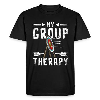 Mon tir à l’arc en thérapie de groupe - T-shirt Premium bio Homme - noir - Devant - Nico (187cm)