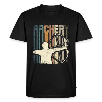Tir à l’arc rétro vintage - T-shirt Premium bio Homme - noir - Devant - Nico (187cm)