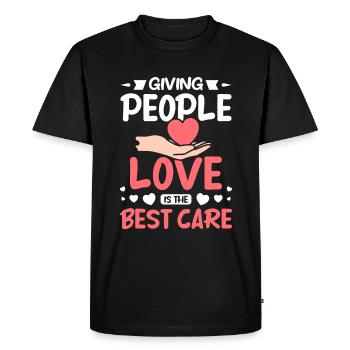 Donner de l’amour aux gens est le meilleur soin - T-shirt Premium bio Homme - noir - Devant - Nico (187cm)