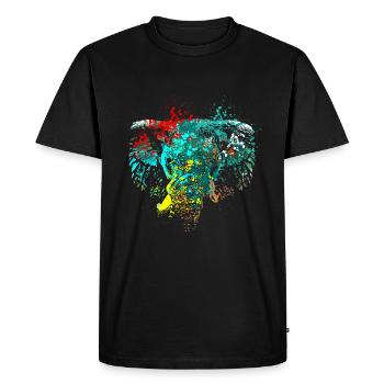 Splash Art Elephant Head - Men's Premium Organic T-Shirt - black - Front - Nico (187cm)