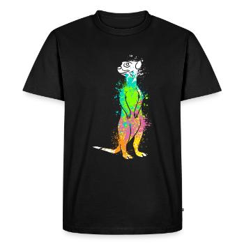 Splash Art Surikate Meerkats - Men's Premium Organic T-Shirt - black - Front - Nico (187cm)