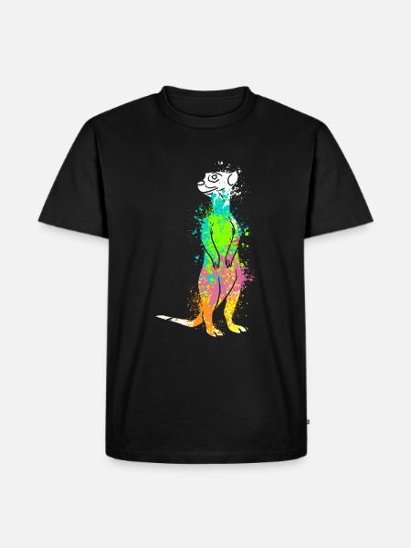 Splash Art Surikate Meerkats - Men's Premium Organic T-Shirt - black