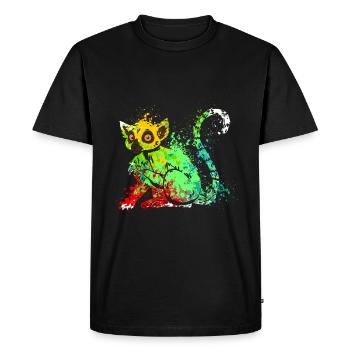 Splash Art Ringtail Maki Madagascar lémuriens - T-shirt Premium bio Homme - noir - Devant - Nico (187cm)