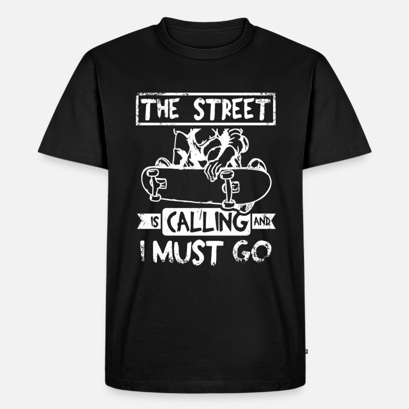 Die Straße ruft Skateboarding - Männer Premium Bio T-Shirt - Schwarz