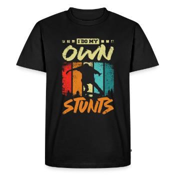 Je fais mes propres cascades, du skateboard - T-shirt Premium bio Homme - noir - Devant - Nico (187cm)