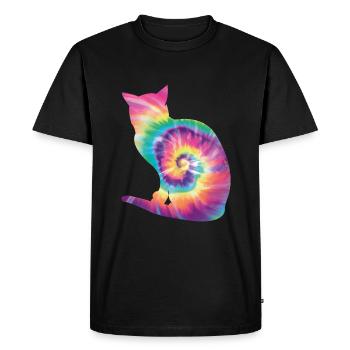 Tie Dye Cat - Men's Premium Organic T-Shirt - black - Front - Nico (187cm)