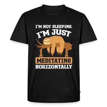 Sleeping Meditation horizontally Sloth - Men's Premium Organic T-Shirt - black - Front - Nico (187cm)