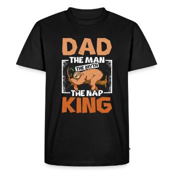 Dad the sloth nap king - Men's Premium Organic T-Shirt - black - Front - Nico (187cm)
