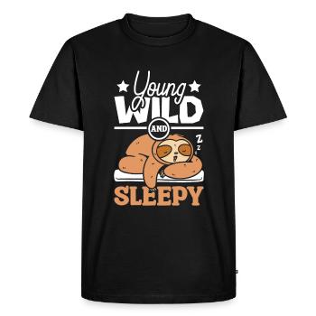 Young wild and sleepy sloth - Men's Premium Organic T-Shirt - black - Front - Nico (187cm)