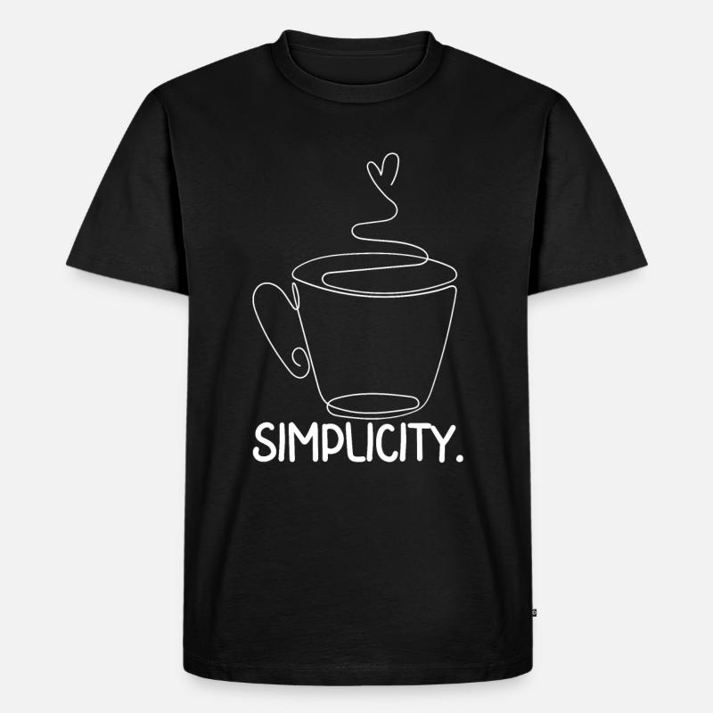 One Line Kaffee - Männer Premium Bio T-Shirt - Schwarz