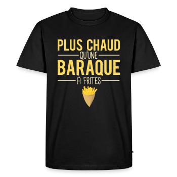 Plus chaud qu'une baraque à frites belge humour - T-shirt Premium bio Homme - noir - Devant - Nico (187cm)