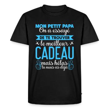 Cadeau Petit Papa d'Amour - T-shirt Premium bio Homme - noir - Devant - Nico (187cm)