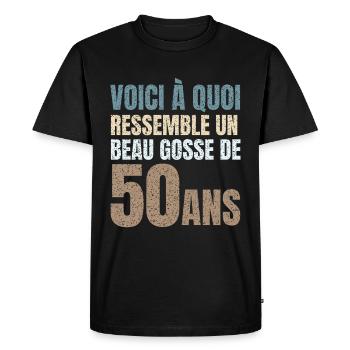 beau gosse cadeau anniversaire 50 ans humour - T-shirt Premium bio Homme - noir - Devant - Nico (187cm)
