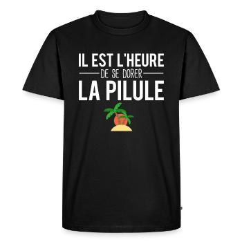 Il est temps de se dorer la pilule vacances humour - T-shirt Premium bio Homme - noir - Devant - Nico (187cm)