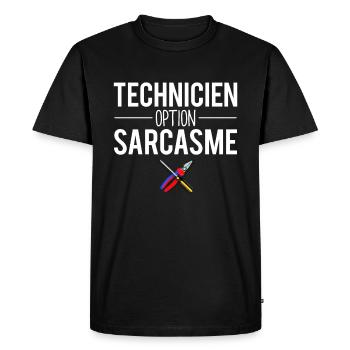 Technicien option sarcasme cadeau technicien - T-shirt Premium bio Homme - noir - Devant - Nico (187cm)