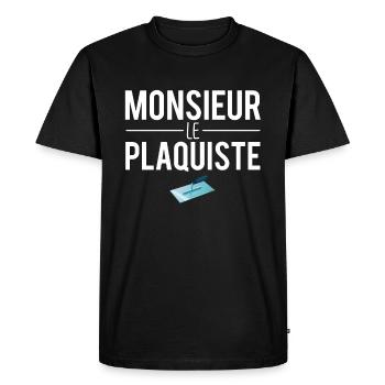 Monsieur le plaquiste blague plaquiste humour - T-shirt Premium bio Homme - noir - Devant - Nico (187cm)