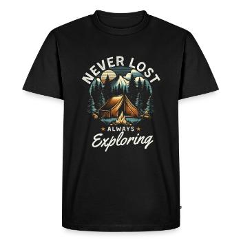 Never Lost Always Exploring Fun Camping Gift - Men's Premium Organic T-Shirt - black - Front - Nico (187cm)