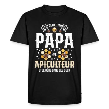 Papa Apiculteur Homme Abeilles Abeille Apiculture - T-shirt Premium bio Homme - noir - Devant - Nico (187cm)