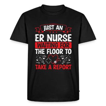 Infirmière de salle d’urgence Technicienne de salle d’urgence - T-shirt Premium bio Homme - noir - Devant - Nico (187cm)