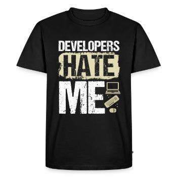 Testeur de code d’assurance qualité Ingénierie QA - T-shirt Premium bio Homme - noir - Devant - Nico (187cm)