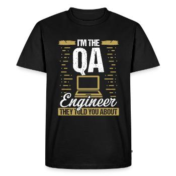 Logiciel d’assurance qualité du code d’ingénierie QA - T-shirt Premium bio Homme - noir - Devant - Nico (187cm)