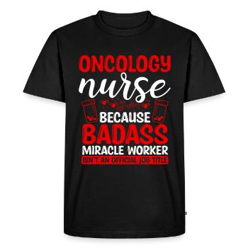 Oncology Nurse Miracle Worker Nursing Essentials - Men's Premium Organic T-Shirt - black - Front - Nico (187cm)