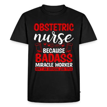 Obstetric Nurse Miracle Worker Nursing Essentials - Men's Premium Organic T-Shirt - black - Front - Nico (187cm)