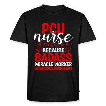 PCU Nurse Miracle Worker Nursing Essentials - Men's Premium Organic T-Shirt - black - Front - Nico (187cm)