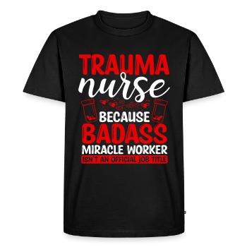 Infirmière en traumatologie Faiseur de miracles Soins infirmiers Essentiels - T-shirt Premium bio Homme - noir - Devant - Nico (187cm)