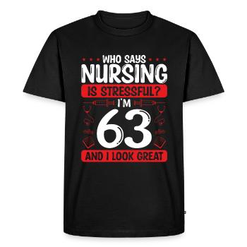 63 Birthday Nurses 63 Years Old Nurse for Work - Men's Premium Organic T-Shirt - black - Front - Nico (187cm)