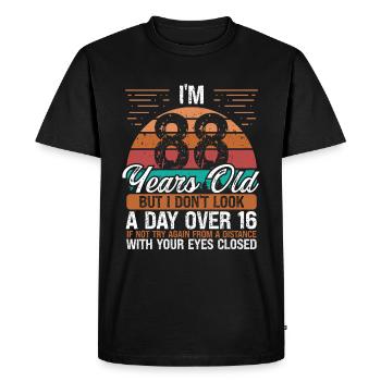 88 Birthday Day over 16 Vintage 88 Years Old - Men's Premium Organic T-Shirt - black - Front - Nico (187cm)