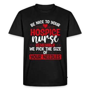 Infirmière en soins palliatifs Stéthoscope Hospice Squad Soins infirmiers - T-shirt Premium bio Homme - noir - Devant - Nico (187cm)
