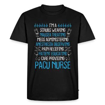 PACU Nurse Essentials Post Anesthesia Care Unit - Men's Premium Organic T-Shirt - black - Front - Nico (187cm)